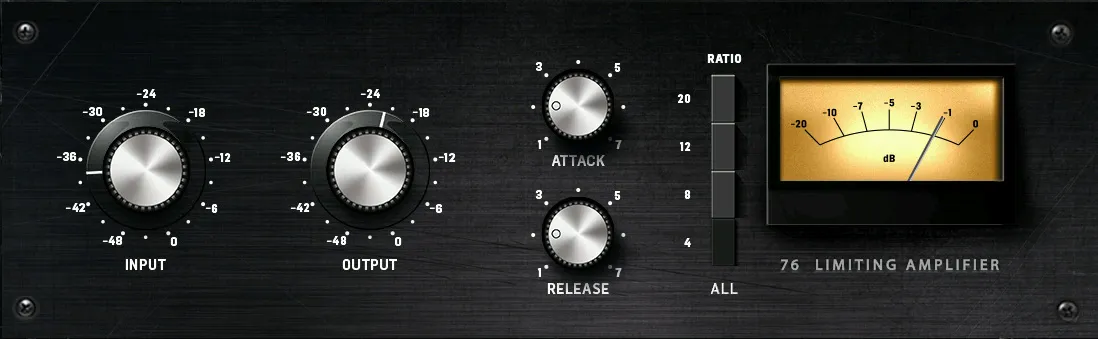 Painel do 76 Limiter Amp na WING — emulação do UREI 1176